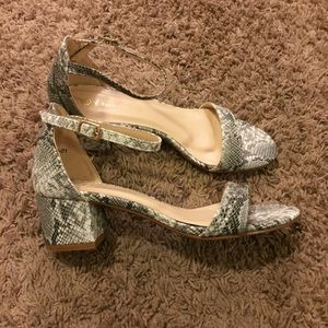 Snakeskin Block Heel Sandals